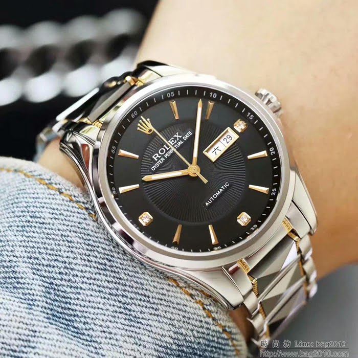 ROLEX勞力士 最新款式 勞力士日記系列 簡約版 原裝進口8205機械機芯 鎢鋼間精鋼錶帶 透視底蓋 男士腕表  wssb5044